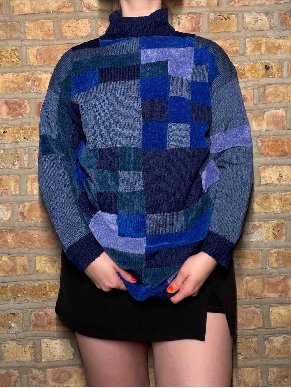 Vintage Turtleneck Patchwork Sweater/Dress